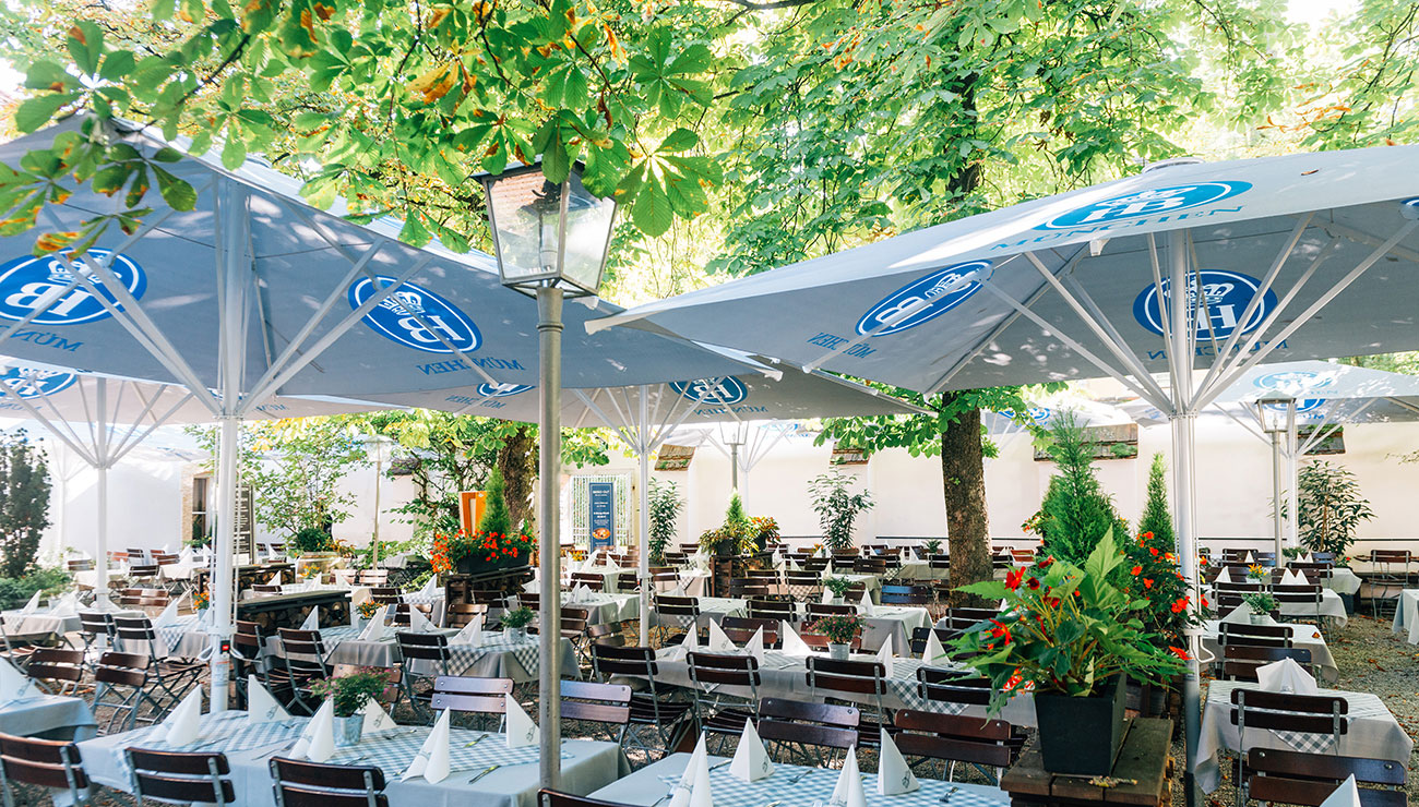 Biergarten in der Schlosswirtschaft Schwaige, München